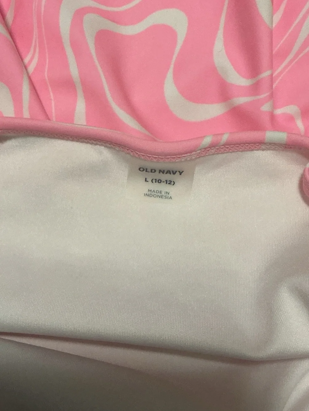 Old Navy Pink and White Swirl Girls One-Piece Swimsuit